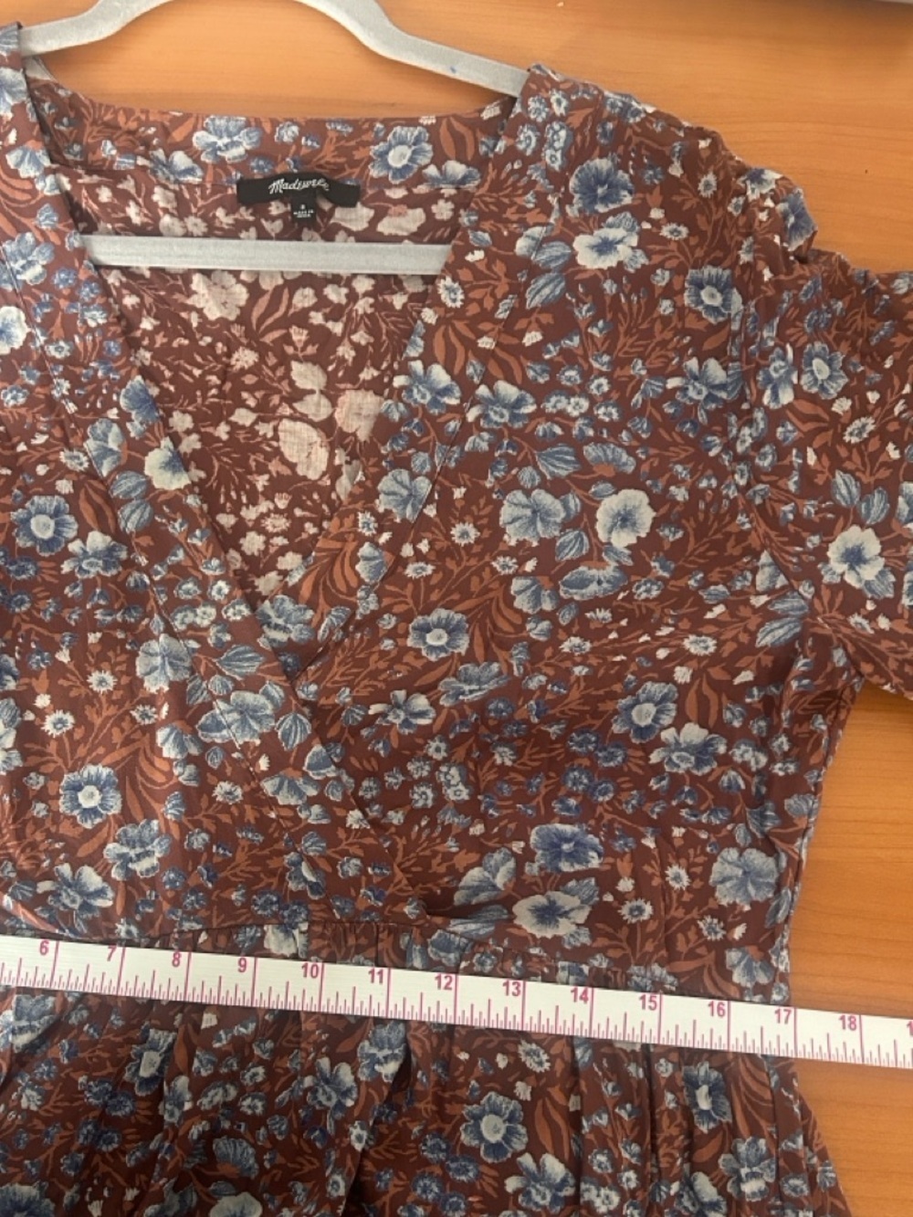 Madewell Brown Floral V-Neck Tiered Maxi Dress with Blue Accents - Picture 10 of 12